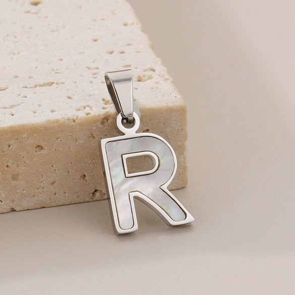 Pendant Accessories Women's Fresh And Sweet Stainless Steel With White Shell And English Letters