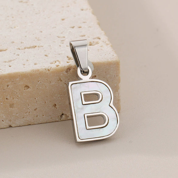 Pendant Accessories Women's Fresh And Sweet Stainless Steel With White Shell And English Letters