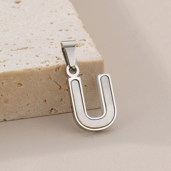 Pendant Accessories Women's Fresh And Sweet Stainless Steel With White Shell And English Letters
