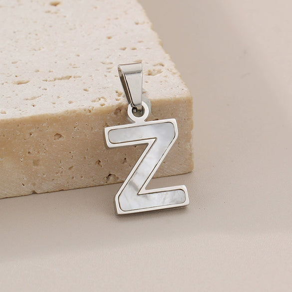 Pendant Accessories Women's Fresh And Sweet Stainless Steel With White Shell And English Letters