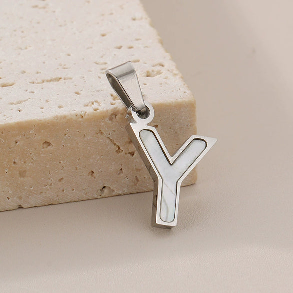 Pendant Accessories Women's Fresh And Sweet Stainless Steel With White Shell And English Letters