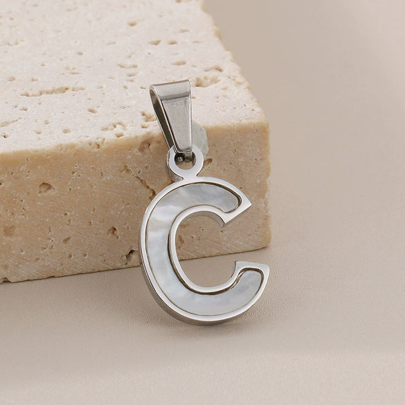 Pendant Accessories Women's Fresh And Sweet Stainless Steel With White Shell And English Letters