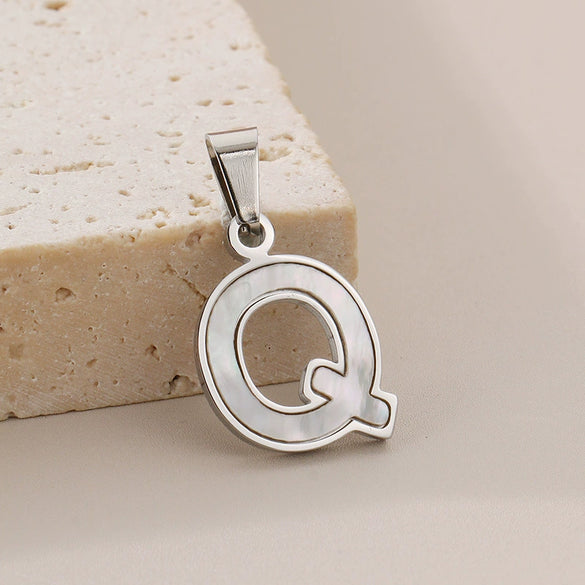 Pendant Accessories Women's Fresh And Sweet Stainless Steel With White Shell And English Letters