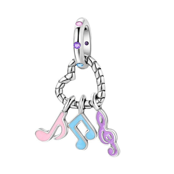 Pendant Beads Jewelry Accessories 925 Sterling Silver Heart Musical Note Dripping Oil Original Design