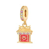 Pendant Beads New Copper Silver Plated Lion Dance Red Lantern Fortune Cat Festival Elements Dripping Oil Design