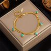 Pendant Bracelet Stainless Steel Geometric Blue Turquoise Retro Electroplating Oval Accessories