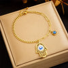 Pendant Bracelet Stainless Steel Geometric Blue Turquoise Retro Electroplating Oval Accessories