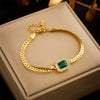Pendant Bracelet Stainless Steel Geometric Blue Turquoise Retro Electroplating Oval Accessories