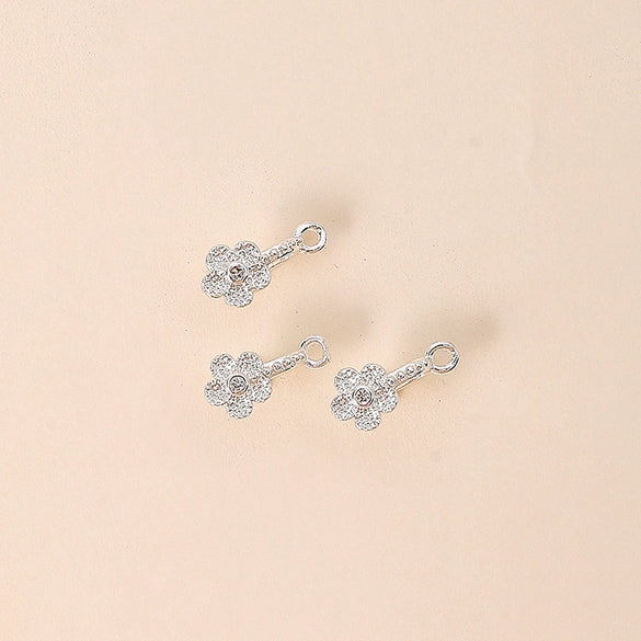 Pendant Buckle Head Diy Accessories Copper Plum Blossom Micro Inlay Zircon Diamond Electroplated Allmatch Geometric Style