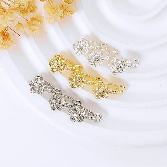 Pendant Buckle Head Diy Accessories Copper Plum Blossom Micro Inlay Zircon Diamond Electroplated Allmatch Geometric Style