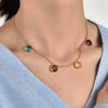 Pendant Chain Copper Geometric Inlaid Rainbow Glass Stone For Women