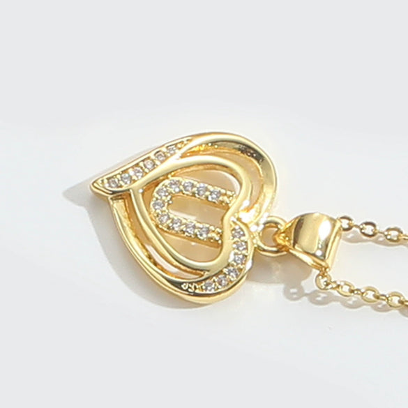 Pendant Clavicle Chain Copper Heart Hollow Shape Electroplating Simple Style