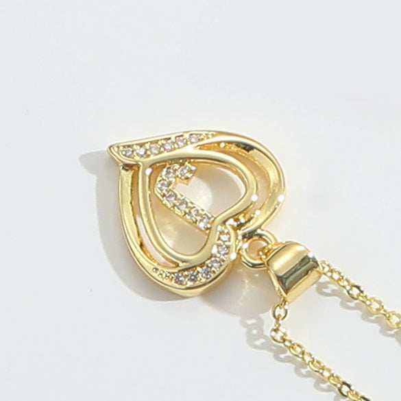 Pendant Clavicle Chain Copper Heart Hollow Shape Electroplating Simple Style