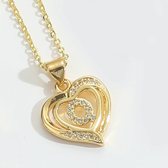 Pendant Clavicle Chain Copper Heart Hollow Shape Electroplating Simple Style
