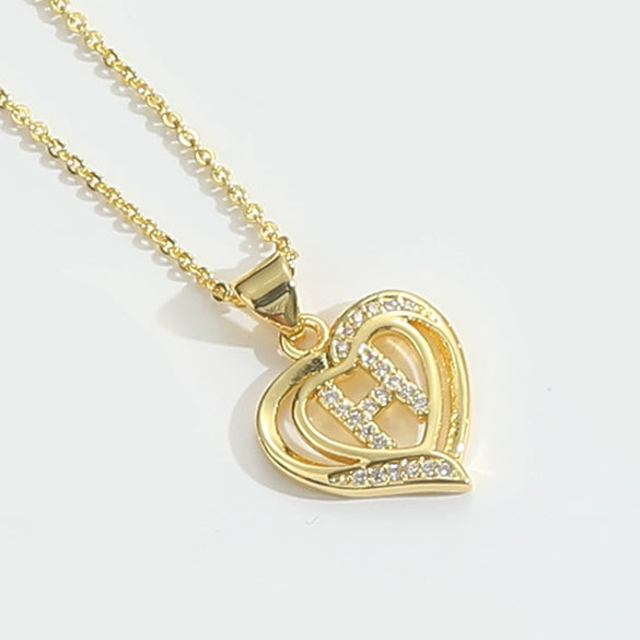 Pendant Clavicle Chain Copper Heart Hollow Shape Electroplating Simple Style