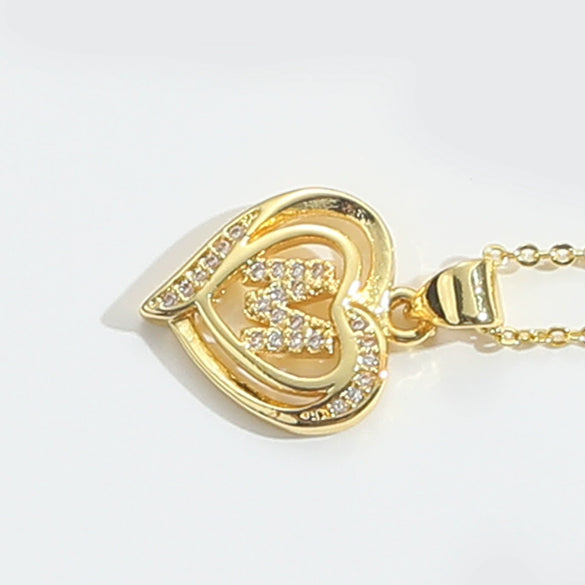Pendant Clavicle Chain Copper Heart Hollow Shape Electroplating Simple Style