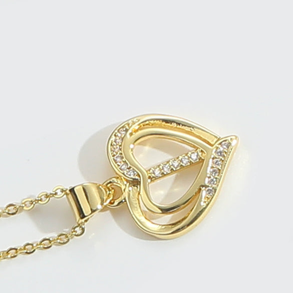 Pendant Clavicle Chain Copper Heart Hollow Shape Electroplating Simple Style