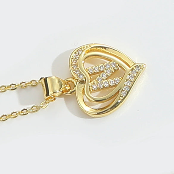 Pendant Clavicle Chain Copper Heart Hollow Shape Electroplating Simple Style