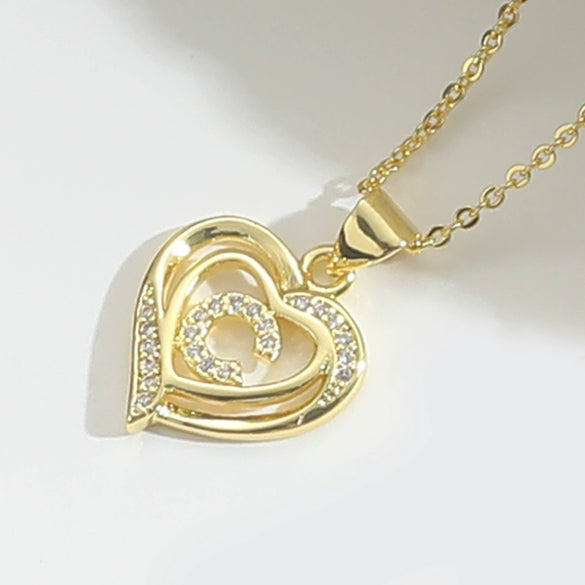 Pendant Clavicle Chain Copper Heart Hollow Shape Electroplating Simple Style