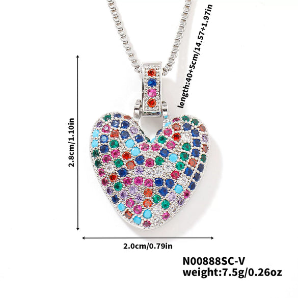 Pendant Clavicle Chain Copper Inlaid Zircon Hip Hop Style With Letter Pattern Electroplated