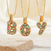 Pendant Clavicle Chain Copper Inlaid Zircon Hip Hop Style With Letter Pattern Electroplated
