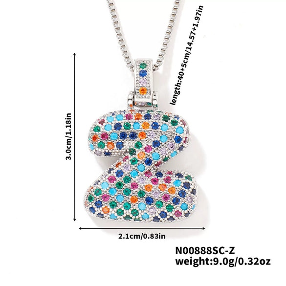 Pendant Clavicle Chain Copper Inlaid Zircon Hip Hop Style With Letter Pattern Electroplated