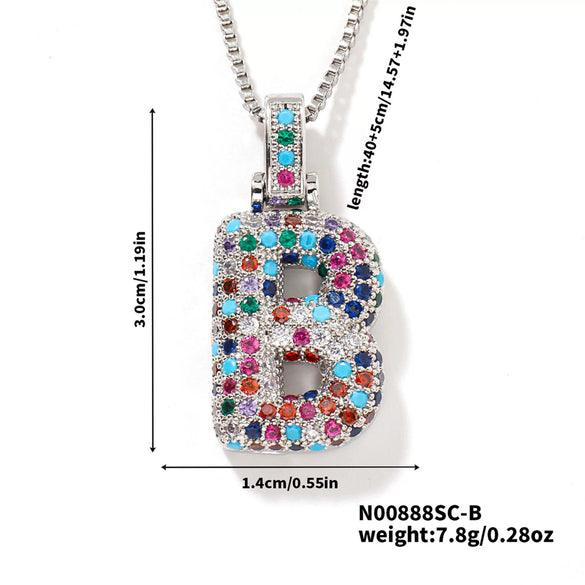 Pendant Clavicle Chain Copper Inlaid Zircon Hip Hop Style With Letter Pattern Electroplated