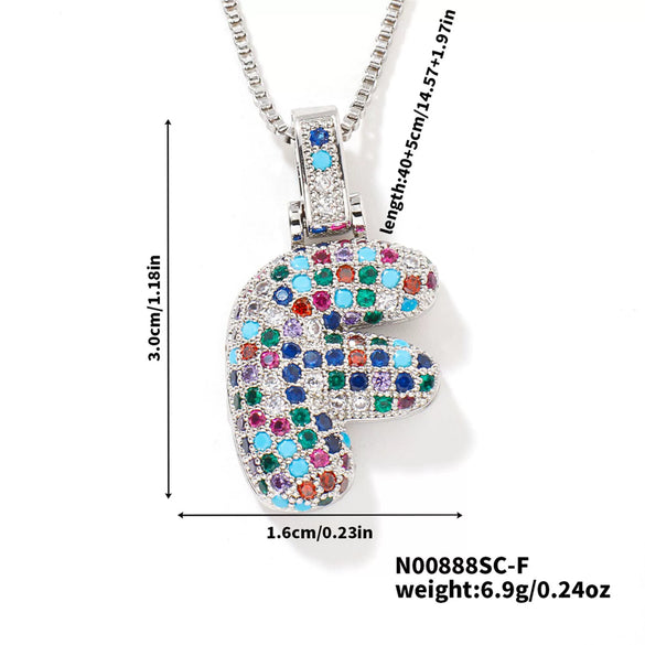 Pendant Clavicle Chain Copper Inlaid Zircon Hip Hop Style With Letter Pattern Electroplated