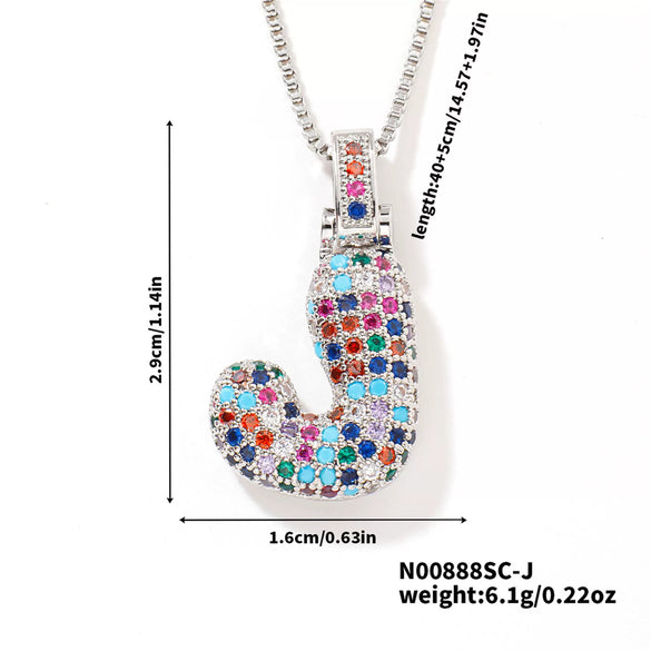 Pendant Clavicle Chain Copper Inlaid Zircon Hip Hop Style With Letter Pattern Electroplated