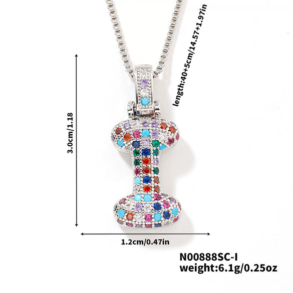 Pendant Clavicle Chain Copper Inlaid Zircon Hip Hop Style With Letter Pattern Electroplated