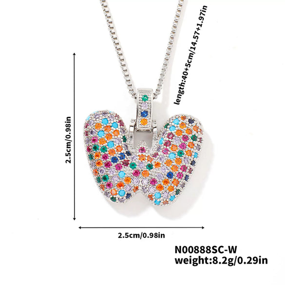 Pendant Clavicle Chain Copper Inlaid Zircon Hip Hop Style With Letter Pattern Electroplated