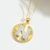 Pendant Clavicle Chain Copper Mixed Gemstone Setting Letter Number Text Pattern Electroplating