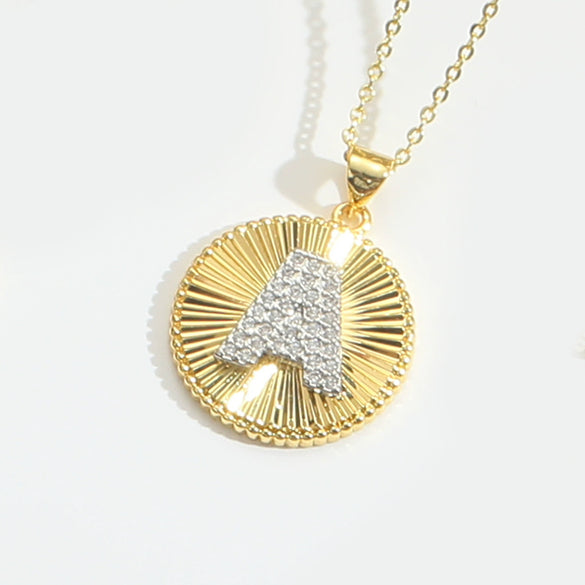 Pendant Clavicle Chain Copper Mixed Gemstone Setting Letter Number Text Pattern Electroplating