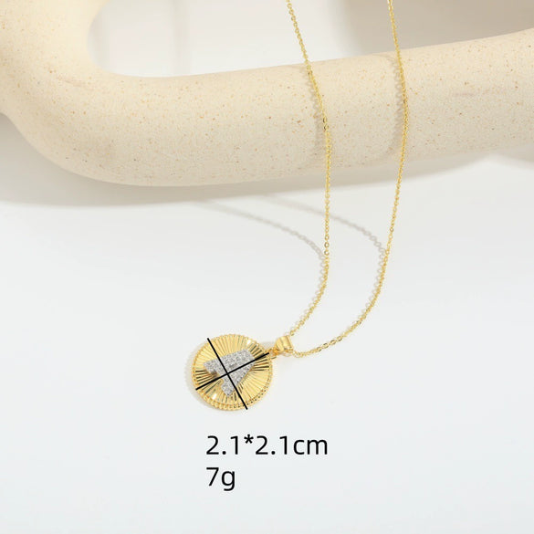 Pendant Clavicle Chain Copper Mixed Gemstone Setting Letter Number Text Pattern Electroplating
