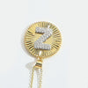 Pendant Clavicle Chain Copper Mixed Gemstone Setting Letter Number Text Pattern Electroplating