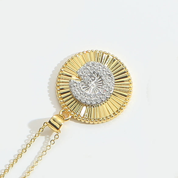 Pendant Clavicle Chain Copper Mixed Gemstone Setting Letter Number Text Pattern Electroplating