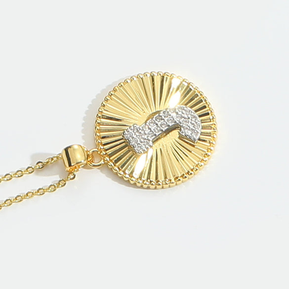 Pendant Clavicle Chain Copper Mixed Gemstone Setting Letter Number Text Pattern Electroplating