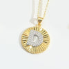 Pendant Clavicle Chain Copper Mixed Gemstone Setting Letter Number Text Pattern Electroplating