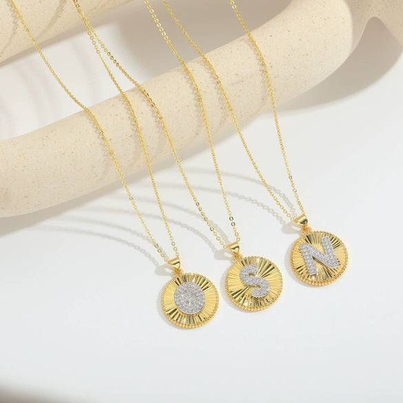 Pendant Clavicle Chain Copper Mixed Gemstone Setting Letter Number Text Pattern Electroplating