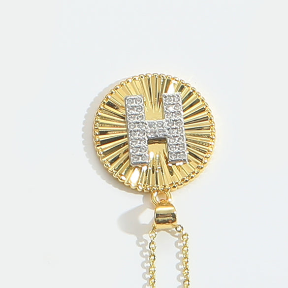 Pendant Clavicle Chain Copper Mixed Gemstone Setting Letter Number Text Pattern Electroplating