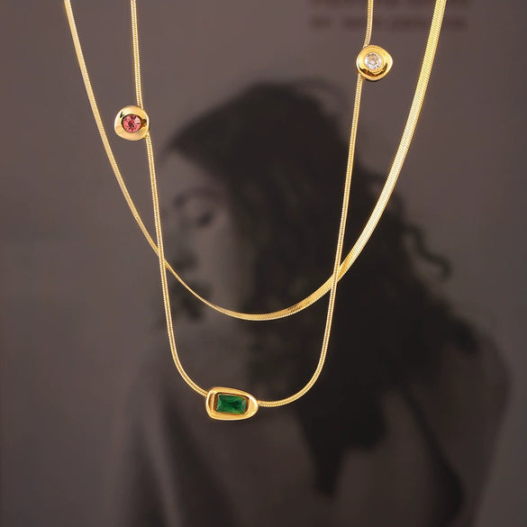 Pendant Clavicle Chain Jewelry Titanium Steel Electroplated 18K Gold Geometric Style For Women