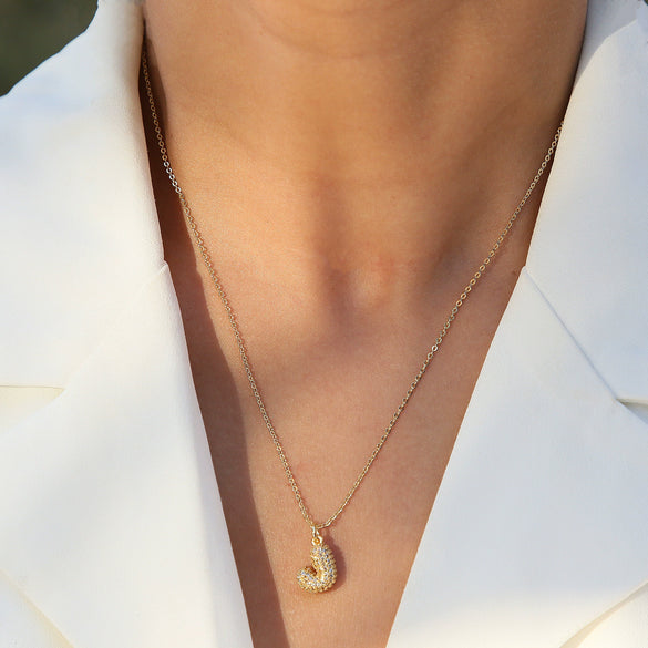 Pendant Clavicle Chain Necklace Brass Electroplated With Letters Numbers Text Pattern