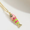 Pendant Clavicle Chain Necklace Copper Mixed Gemstone Setting Geometric Fish Flag Shape Electroplating
