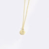 Pendant Clavicle Chain Necklace Mixed Gemstone Setting Copper Disc Shape English Letters Style Electroplating For Women
