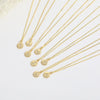 Pendant Clavicle Chain Necklace Mixed Gemstone Setting Copper Disc Shape English Letters Style Electroplating For Women