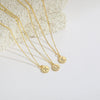 Pendant Clavicle Chain Necklace Mixed Gemstone Setting Copper Disc Shape English Letters Style Electroplating For Women