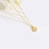Pendant Clavicle Chain Necklace Mixed Gemstone Setting Copper Disc Shape English Letters Style Electroplating For Women