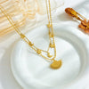 Pendant Clavicle Chain Stainless Steel Goldplated Retro Fashion Sun Star Moon Double Layer Stacking Women's Necklace
