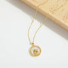 Pendant Clavicle Chain Women Retro Motherofpearl Zircon Inlaid Love Lock Shape Cross Design Copper Electroplating Geometric