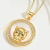 Pendant Clavicle Chain Women Retro Motherofpearl Zircon Inlaid Love Lock Shape Cross Design Copper Electroplating Geometric